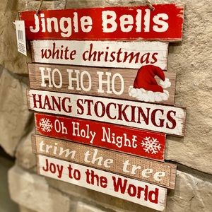 NWT Christmas Decoration Hanging Wooden Sign Door